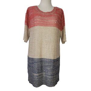 Katherine Barclay Women's Color Block Sequin Sweater L/G